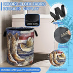 Cowboy Hat Boots Laundry Basket American Flag Oxford Cloth Laundry Hamper - Image 2