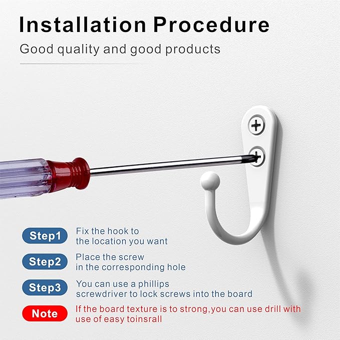 15-Pack Coat Hooks with 30 Screws | Heavy Duty Wall Mounted Hooks - Image 7