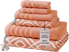 Modern Threads Oxford 6-Piece 100% Cotton Towel Set – Yarn Dyed Jacquard & by ModernThreads