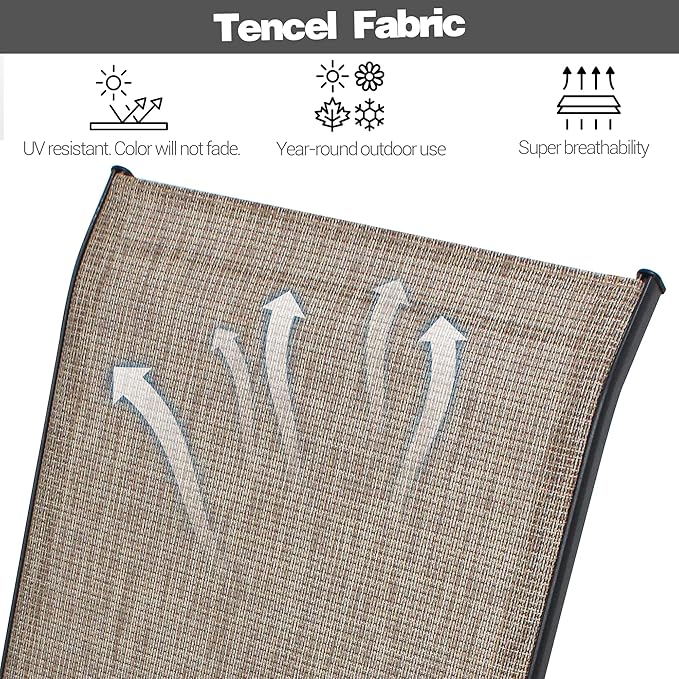 Patio Chairs Set of 8, Stackable Outdoor Dining Chairs for All Weather Textilene Fabric & Metal Frame, Outdoor Chairs Set for Backyard Deck Garden (Brown, Set of 8) - Image 3