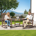 SERWALL HDPE Outdoor Rocking Chair Set of 2, Patio Rocking Chairs, All-Weather Porch Rockers for Adults, Brown - Image 2
