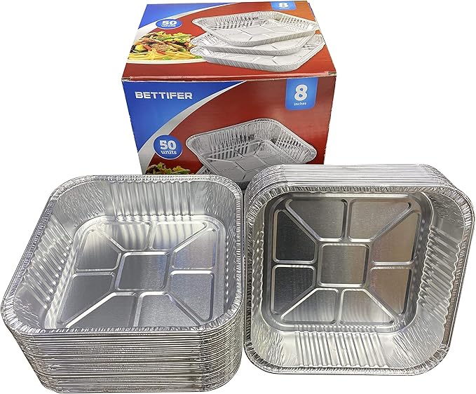 50pack- 8 x 8 Aluminum foil Pans Disposable, Heavy Duty Square baking Cake Pans - Image 8