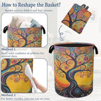 Abstract Tree Flowers Laundry Basket, Oxford Cloth Laundry Hamper - Image 6