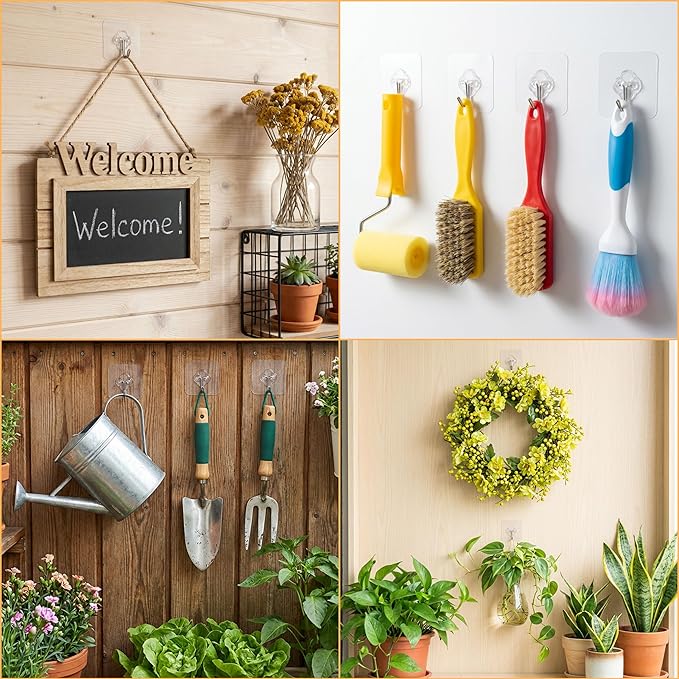 Adhesive Wall Hooks for Hanging, 50 Pack Heavy Duty Stainless Self Sticky Hooks - Image 5