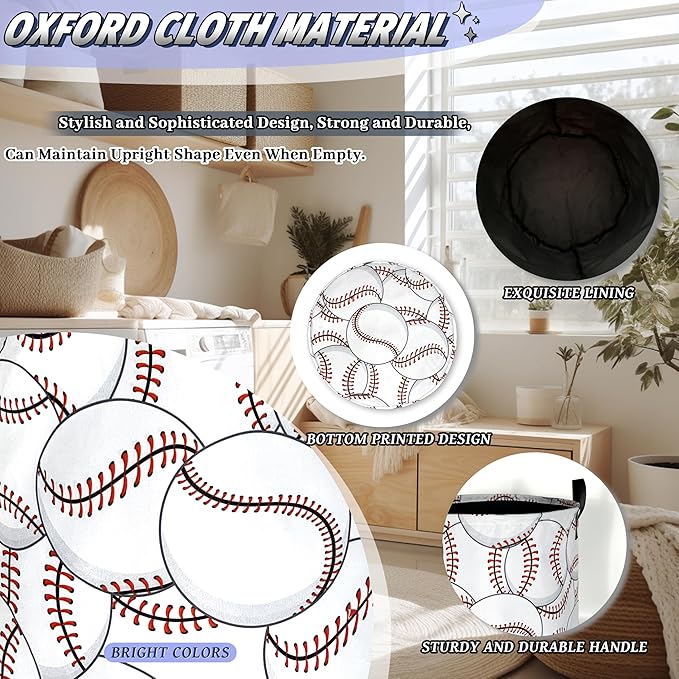 Personalize Baseball Laundry Basket Oxford Cloth Foldable Funny Laundry Hamper - Image 6