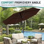 AreShark 9 FT Patio Umbrella for Outdoor, Outdoor Table Umbrella with Push Button Tilt and Crank, Outdoor Patio Umbrellas with 8 Sturdy Ribs for Market, Garden, Pool (Brown) - Image 7
