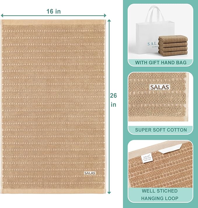 SALAS Kitchen Dish Towels, Bulk Cotton Kitchen Hand Towels, 390 GMS Plaid Dish - Image 2