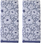SKL Home Floral Jacquard 100% Cotton 2pc Hand Towel Set, Reversible & Decorative by SKLHomebySaturdayKnightLtd