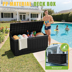 Greesum Outdoor Storage Box 82 Gallon Storage Bin with Lid for Patio Furniture, Garden Tools, Pool Supplies, Waterproof and UV Resistant, Lockable, Black - Image 2
