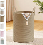 Tall Laundry Basket with Handles, 58L Portable Dirty Clothes Hamper, Boho by SunNewt