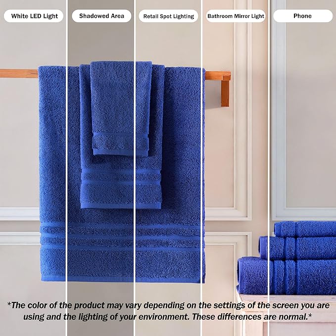 Hawmam Linen Royal Blue Bath Towels 4 Pack Soft and Absorbent - Image 3