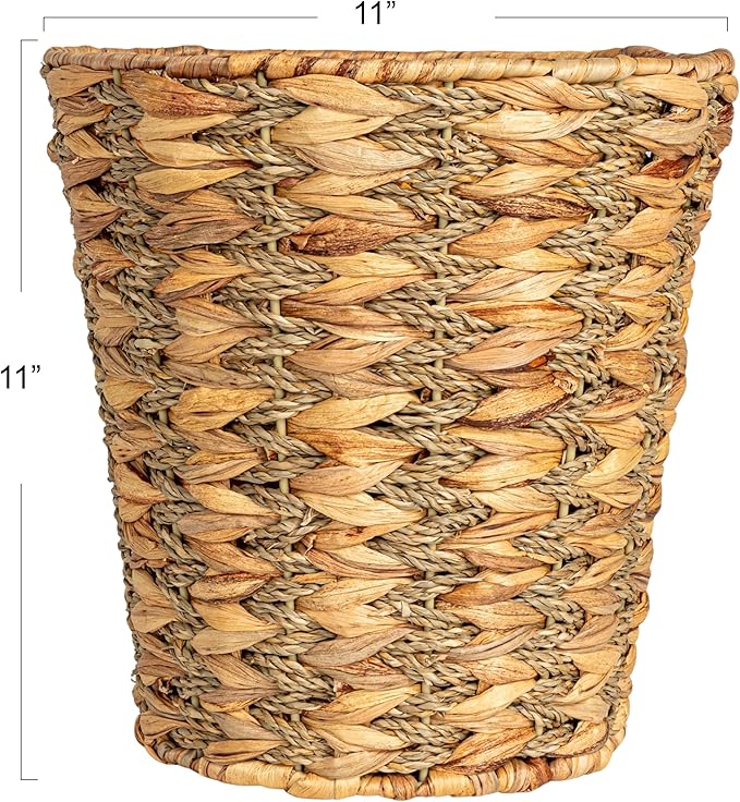 Household Essentials Water Hyacinth and Seagrass Round Waste Basket - Image 2