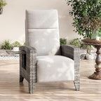 IDEALHOUSE Wicker Outdoor Recliner Reclining Patio Chairs with Adjustable Back & Footrest 150° Lay-Flat Reclining with Air Pump Rattan Flip-Up Side Table Outdoor Lounge Chairs for Pool Deck Balcony - Image 3