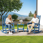 SERWALL Rocking Chairs Set of 2, HDPE Outdoor Rocking Chair, All-Weather Porch Rockers for Patio, Blue - Image 2
