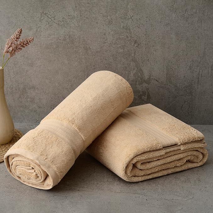 Fabdreams 100% Organic Cotton Bath Sheet Set of 2 700 GSM Oversized Towels - Image 2