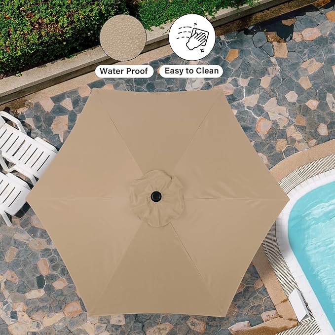 Simple Deluxe 9' Patio Umbrella Outdoor Table Market Yard Umbrella with Push Button Tilt/Crank - Image 7