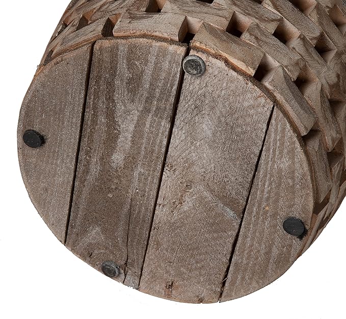 Balkene Home 62419 Maya Oval Rustic Garden Stool Wood Outdoor Seating & End Table Portable Adaptable Outdoor Furniture - Seasoned Patina Finish - Image 5