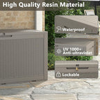 Outdoor Storage Box, Resin Deck Boxes Indoor and outdoor, Waterproof Storage Box Lockable Lid (Grey, 100 Gallon) - Image 7