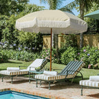 AMMSUN 7ft Patio Umbrella with Fringe Outdoor Tassel Umbrella UPF50+ Premium Steel Pole and Ribs Push Button Tilt, Light Beige - Image 2