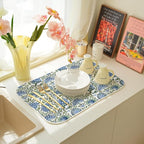 Blue Sage Green Floral Dish Drying Mats 18x24 Inch Sage Green Block Print - Image 5
