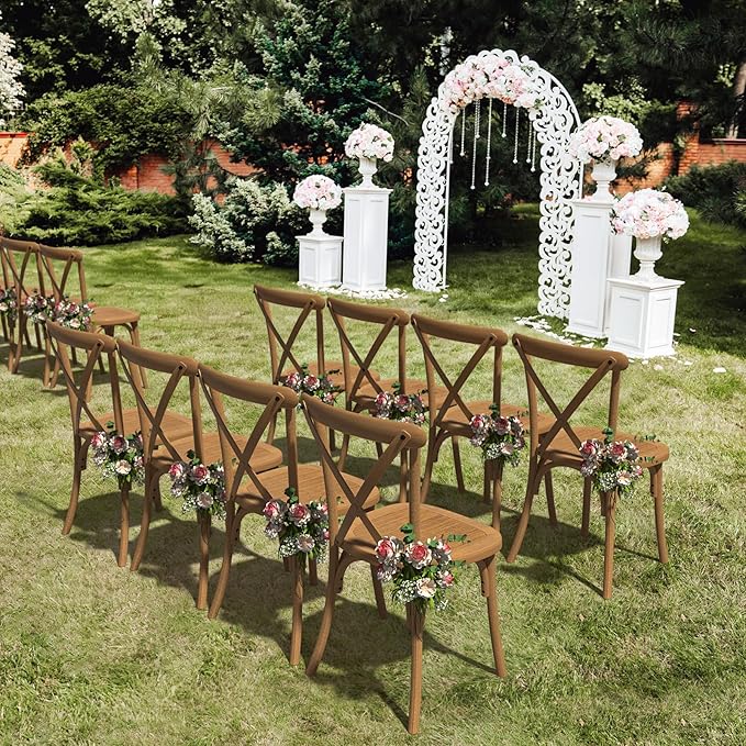 VINGLI Plastic Outdoor Dining Chairs Set of 2, Stackable Patio Dining Chairs with X Back, Waterproof Kitchen & Dining Room Chairs for Indoor-Outdoor, Capacity 400 lbs, Farmhouse Brown - Image 8