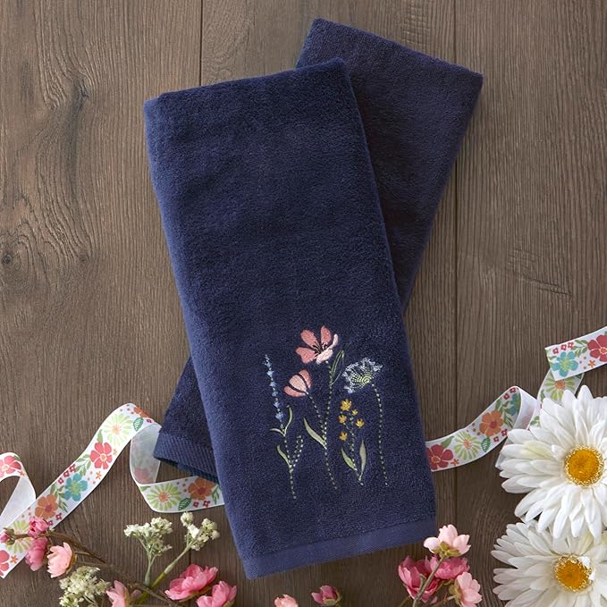 SKL Home Wildflower Field 100% Cotton Embroidered 2pc Hand Towel Set, Decorative - Image 6