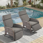 Zero Gravity Wicker Patio Recliner Chairs Set of 2 - Wicker Outdoor Lounge Chair with Adjustable Backrest & Footrest, All Weather Outdoor Reclining Chairs with Thick Cushion for Pool Deck Grey by JelwalyPatioFurnitureSet