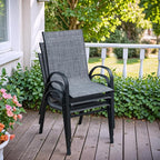 Flamaker Patio Chairs Stackable Dining Chairs Set of 4 Metal and Teslin Outdoor Chairs for Lawn Deck Balcony Porch (Grey) - Image 8