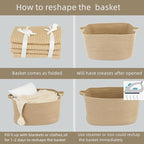 Large Rectangle Blankets Basket Living Room 22"x17"x12" Woven Jute Rope Storage - Image 7