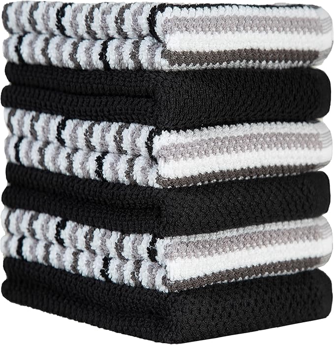 Premium Kitchen Towels | Large Cotton Kitchen Hand Towels | Popcorn Striped - Image 5