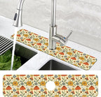 Abstract 70s Mushroom Floral Sink Faucet Absorbing Mat Sink Splash Guard Faucet - Image 4