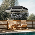 AMMSUN 7ft Patio Umbrella with Fringe Outdoor Tassel Umbrella UPF50+ Premium Steel Pole and Steel Ribs Push Button Tilt, Black - Image 5
