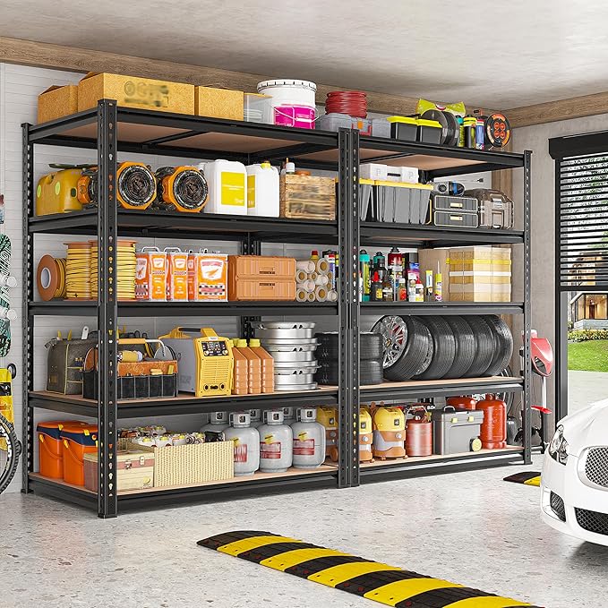 REIBII 2400LBS Storage Shelves 5 Tier Garage Shelving Heavy Duty, Adjustable Metal Shelving Unit, Garage Shelves for Basement, Warehouse, Pantry, Closet, Kitchen 72" H x 35.55" W x 16" D, 2 Pack | Heavy Duty, Adjustable, 2020LBS Capacity, Garage, Pantr... - Image 2