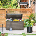 Devoko 100 Gallon Deck Box, Waterproof Resin Outdoor Storage Box with Cushion for Outside, Large Outdoor Storage Bench Cabinet Lockable for Patio Furniture and Garden Tools (Brown) - Image 7
