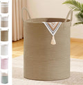 Tall Laundry Basket with Handles, 88L Portable Dirty Clothes Hamper, Boho by SunNewt