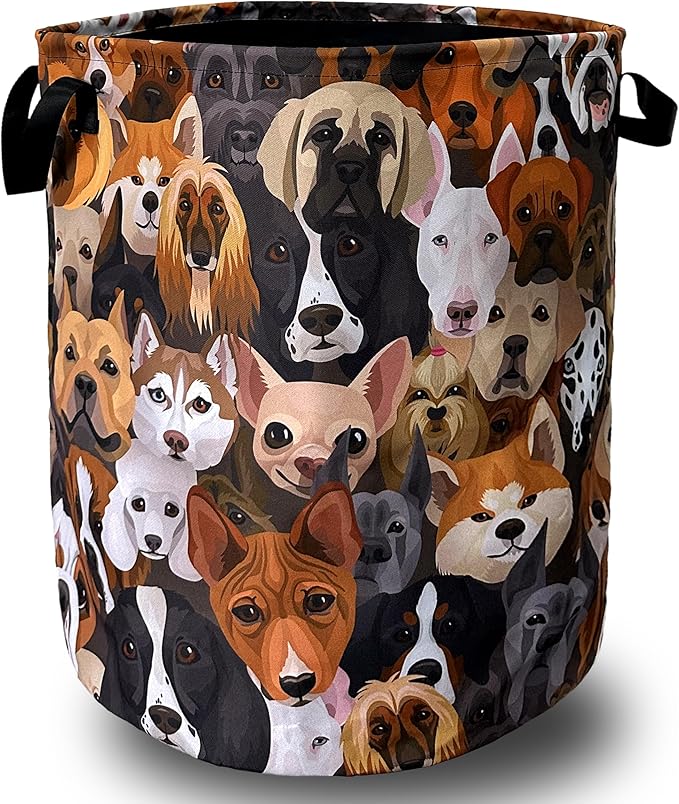 Cute Dogs Different Dog Laundry Basket Foldable by SELIONLIKN