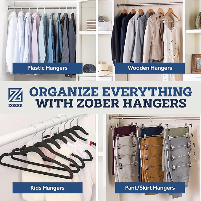 ZOBER Black Wooden Hangers - Image 9