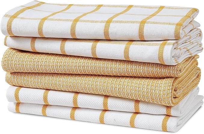 LANE LINEN Kitchen Towels Set of 6-100% Cotton, Quick-Drying 18” x 28” Dish & by LaneLinen