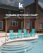 KINGYES Outdoor Rocking Chair Set of 2, High Density Polyethylene Patio Rocking Chairs with 330lbs Support for Adults, Aruba Blue - Image 8