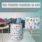 Cute Bee Floral Flowers Laundry Basket Foldable - Image 5