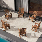SERWALL Outdoor Rocking Chair Set of 6, Patio Rocking Chair Sets, HDPE Rocking Chair for Adults, Brown by SERWALL
