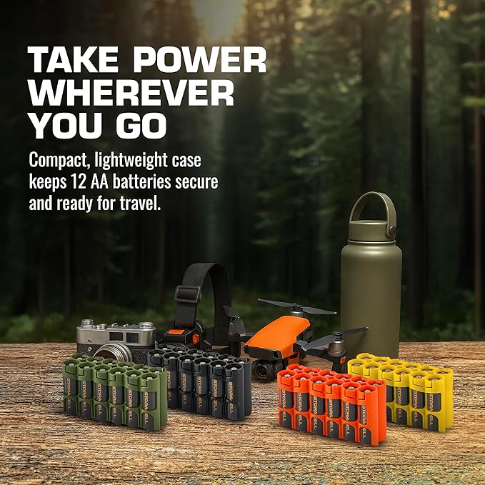 AA Battery Storage Caddy by Storacell, Military Green, Holds 12 Batteries - Image 7