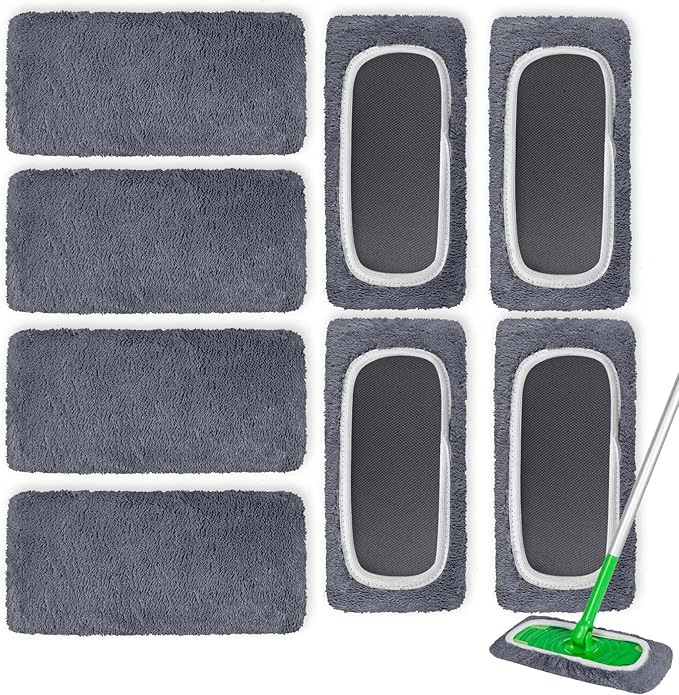 8 Pack Reusable Microfiber Mop Pads Compatible by AmaVins