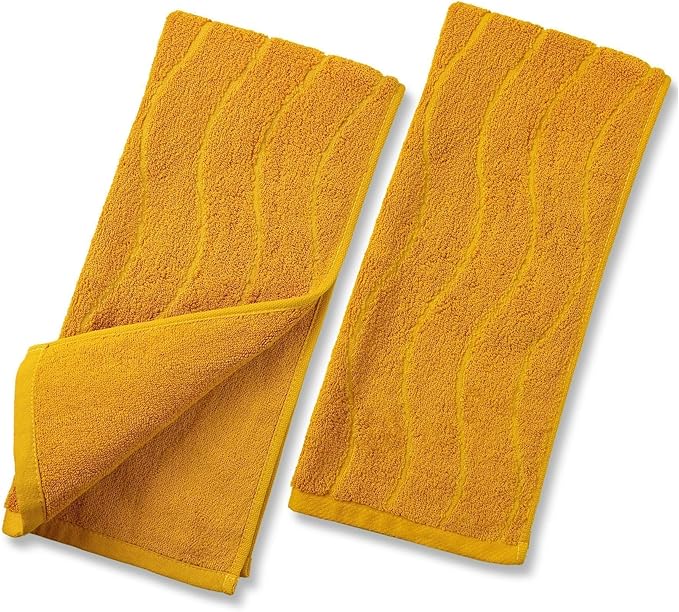 Jacquotha Wavy Striped Cotton Hand Towels, Dry Your Hand Instantly, 13x29 Inches by Jacquotha