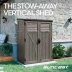 Suncast Outdoor Storage Cabinet Waterproof Resin Vertical Outdoor Storage Shed (54 cu. ft.) for Patio, Garden Tools, Cushions, & Equipment. Weatherproof Plastic Multi-Wall Design, Capacity Made in USA - Image 3