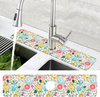 Colorful Floral Leaves Berries Kitchen Sink Splash Guard Mat Absorbent Fast - Image 4