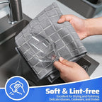 HOMERHYME Kitchen Towels, 8 Pack Microfiber Cleaning Cloth, 270 GSM Checkered - Image 4