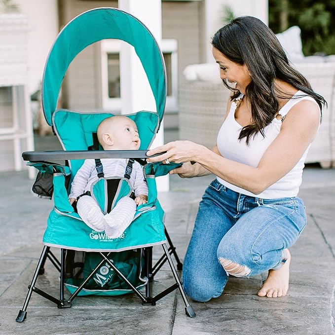 Baby Delight Go with Me Venture Portable Chair | Indoor and Outdoor | Sun Canopy | 3 Child Growth Stages | Teal - Image 4