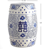 JONATHAN Y TBL1013A Double Happiness 18" Chinoiserie Ceramic Drum Indoor/Outdoor Garden Stool Bohemian, Coastal, Classic, Cottage, French Country, Traditional, Bathroom, Garden Room, Patio, Blue/White - Image 3