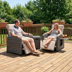 Restland Outdoor Recliner with Independent Adjustable Back & Footrest Wicker Patio Reclining Chair with Flip Table Comfortable Lounge Chair & Thick Cushion for Deck, Porch (3 Piece, Beige) - Image 8